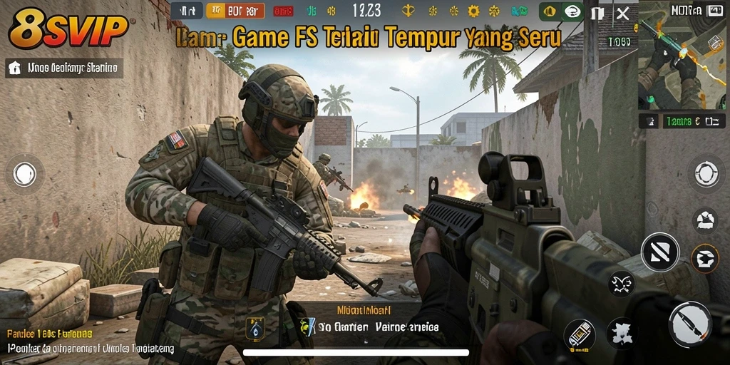 Tangkapan layar gameplay <strong>8SVIP</strong> menampilkan aksi tembak menembak yang intens dan mendebarkan.