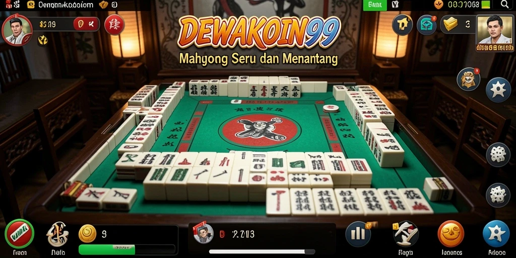 Tampilan gameplay menegangkan dari DEWAKOIN99 dengan ubin Mahjong yang menarik.