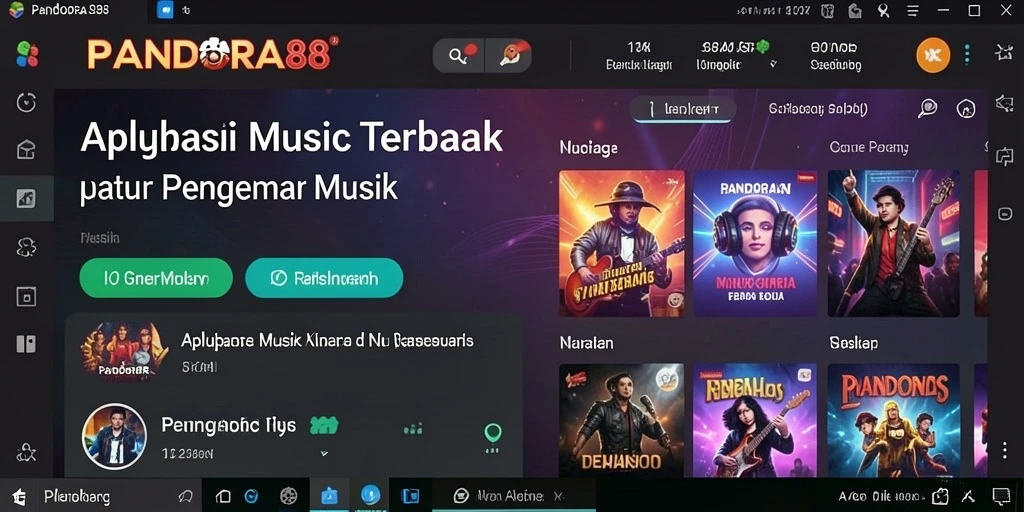 Screenshot gameplay dari aplikasi PANDORA88 yang menunjukkan fitur musik.