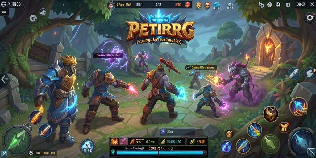 Tampilan gameplay PETIRRP menampilkan pertarungan seru dalam dunia fantasi.