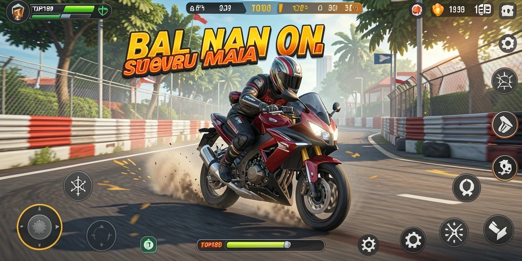 Screenshot gameplay TOPI189 menampilkan balapan motor yang cepat dan mendebarkan.
